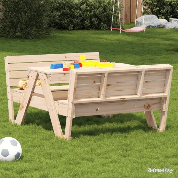Table de pique-nique pour enfants 88x122x58 cm bois massif pin alsavelo