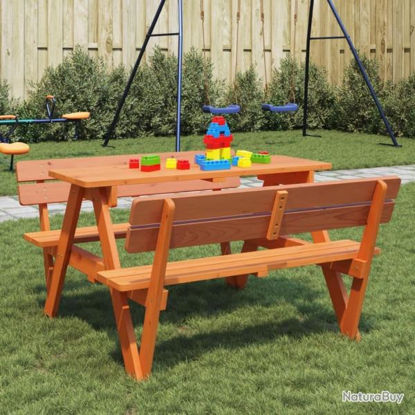 Table de pique-nique pour 4 enfants avec trou de parasol sapin