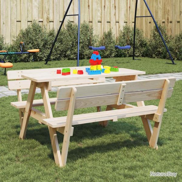 Table de pique-nique pour 4 enfants avec trou de parasol sapin