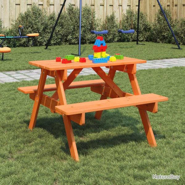 Table de pique-nique pour 4 enfants avec trou de parasol sapin