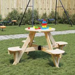 Table de pique-nique pour 4 enfants avec trou de parasol rond alsavelo