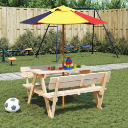 Table de pique-nique pour 4 enfants avec parasol bois de sapin alsavelo