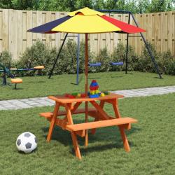 Table de pique-nique pour 4 enfants avec parasol bois de sapin alsavelo