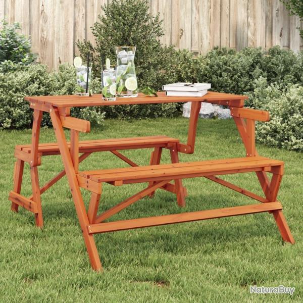 Table de pique-nique avec bancs sapin massif 2 en 1 convertible