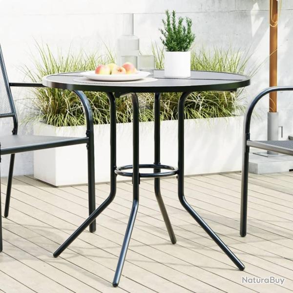 Table de patio ronde anthracite acier enduit de poudre alsavelo