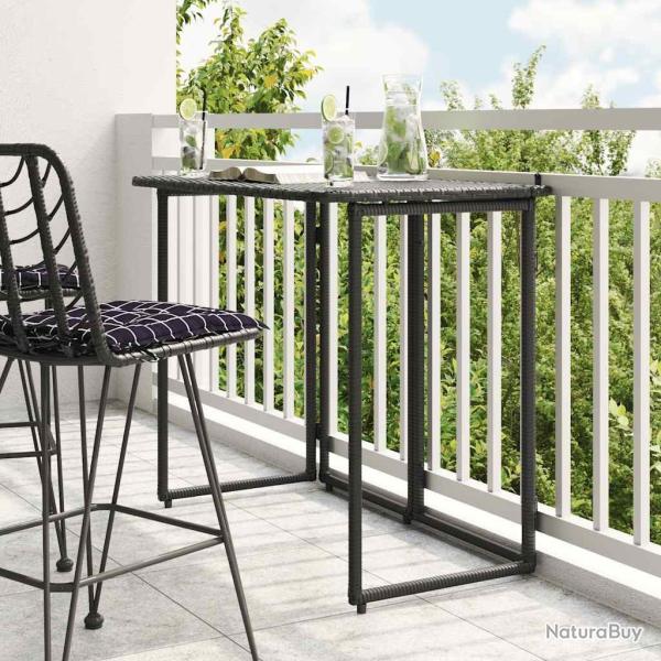 Table de jardin pliante noir 90 x 51 x 75 cm polyrotin alsavelo