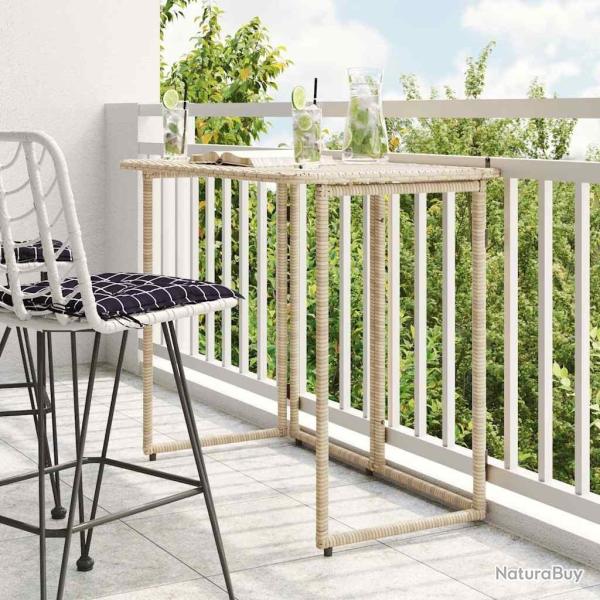 Table de jardin pliante beige 90 x 51 x 75 cm polyrotin alsavelo