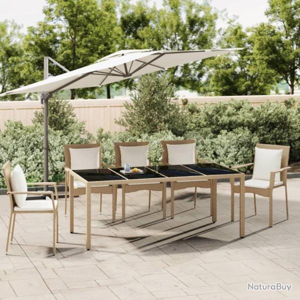 Table de jardin plateau en verre R�sine tress�e verre tremp�