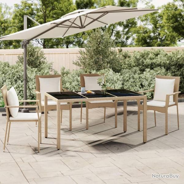Table de jardin plateau en verre R�sine tress�e verre tremp�
