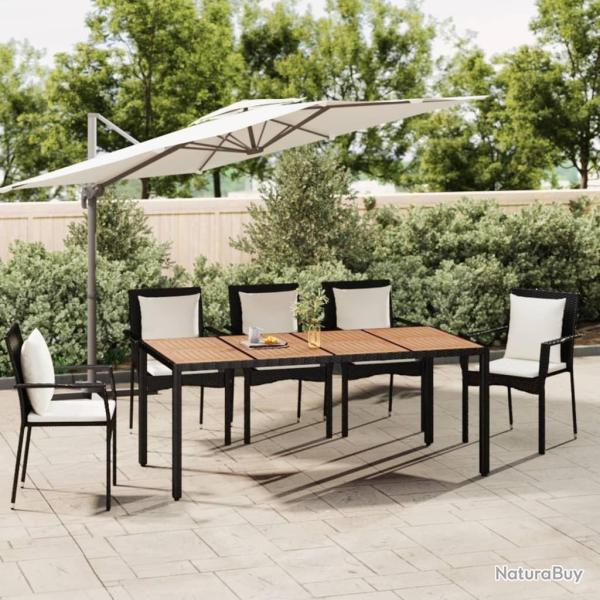 Table de jardin plateau en bois Noir R�sine tress�e bois massif