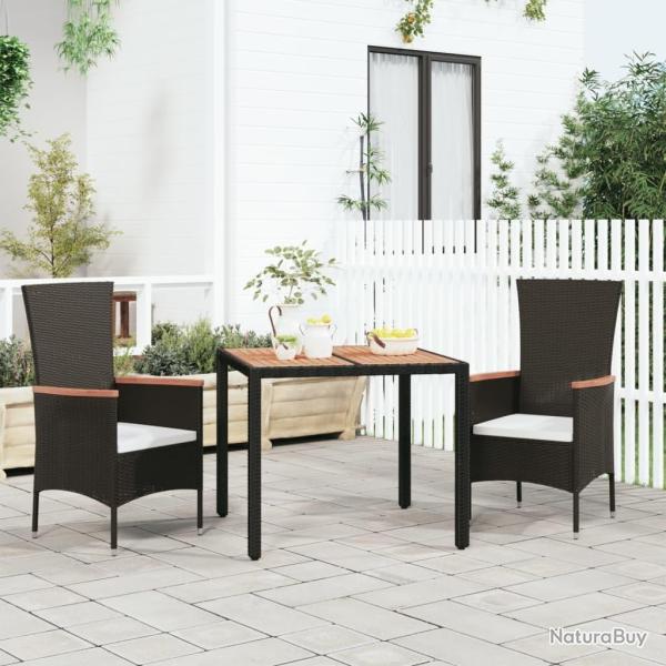 Table de jardin plateau en bois Noir R�sine tress�e bois massif