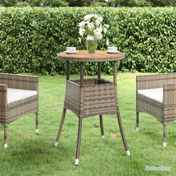 Table de jardin 60x75 cm Acacia et rsine tresse Gris alsavelo