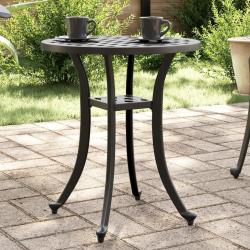 Table de jardin noir &Oslash;48x53 cm aluminium coul&eacute;