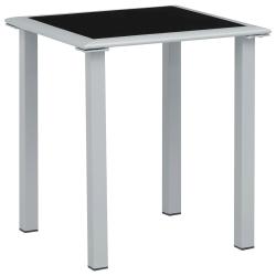 Table de jardin Noir et argent&eacute; 41x41x45 cm Acier et verre