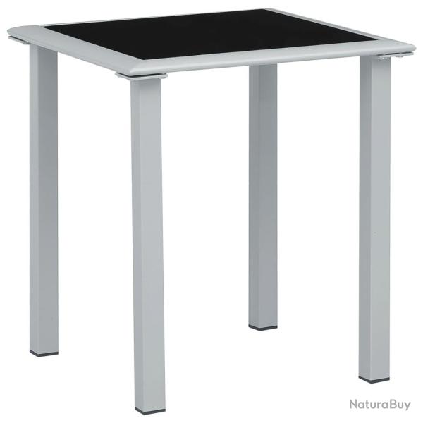 Table de jardin Noir et argent� 41x41x45 cm Acier et verre