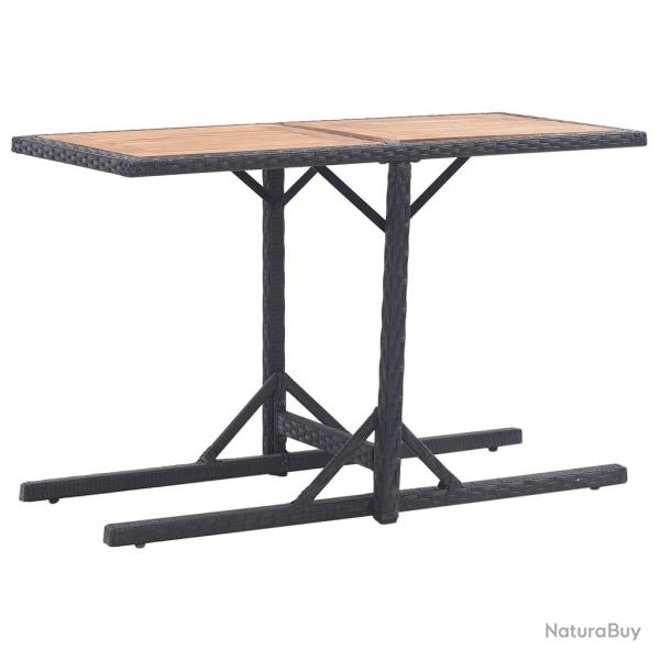 Table de jardin Noir Bois d'acacia solide et rsine tresse alsavelo