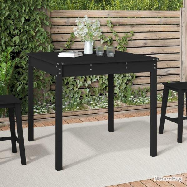 Table de jardin noir 82,5x82,5x76 cm bois massif de pin alsavelo