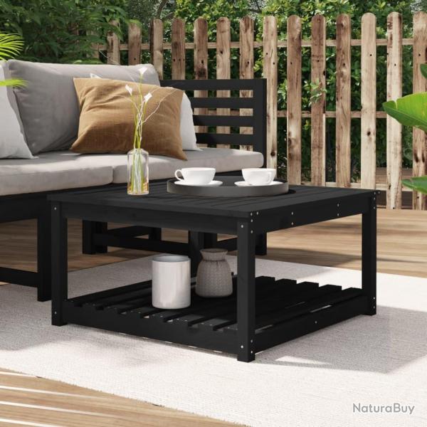 Table de jardin noir 82,5x82,5x45 cm bois massif de pin alsavelo