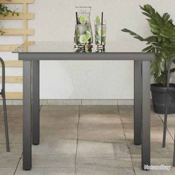 Table de jardin Noir 80x80x74 cm Aluminium et verre alsavelo
