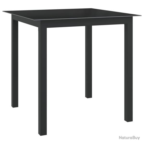 Table de jardin Noir 80x80x74 cm Aluminium et verre alsavelo