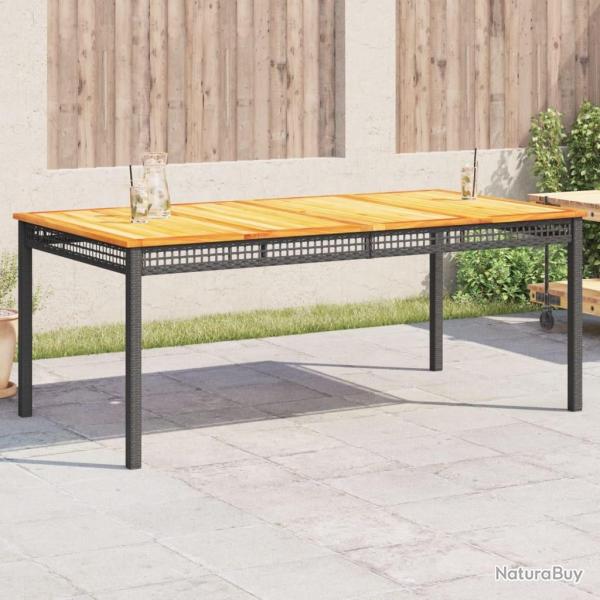 Table de jardin noir 180x90x75 cm rsine tresse et bois acacia alsavelo