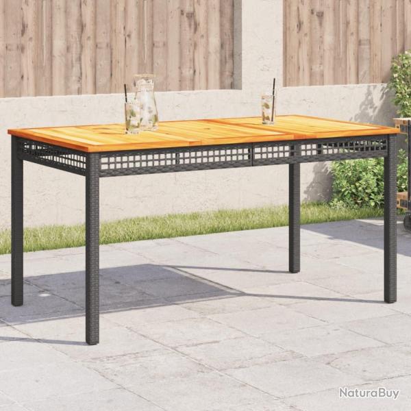 Table de jardin noir 140x80x75 cm rsine tresse et bois acacia alsavelo