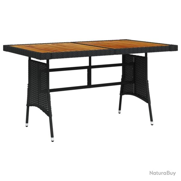 Table de jardin Noir 130x70x72 cm Rsine tresse et acacia alsavelo