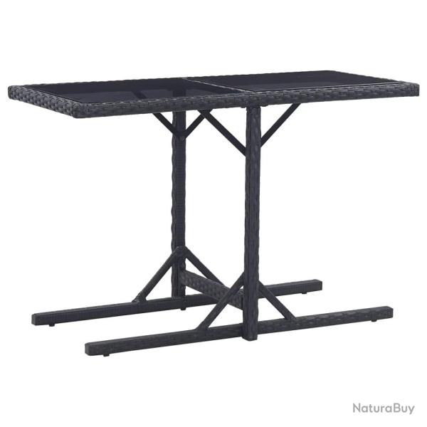 Table de jardin Noir 110x53x72 cm Verre et rsine tresse alsavelo