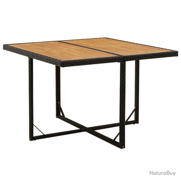 Table de jardin Noir 109x107x74 cm Rsine tresse bois massif alsavelo