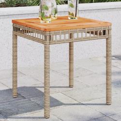Table de jardin m&eacute;lange beige 38x38x42 cm rotin et bois acacia