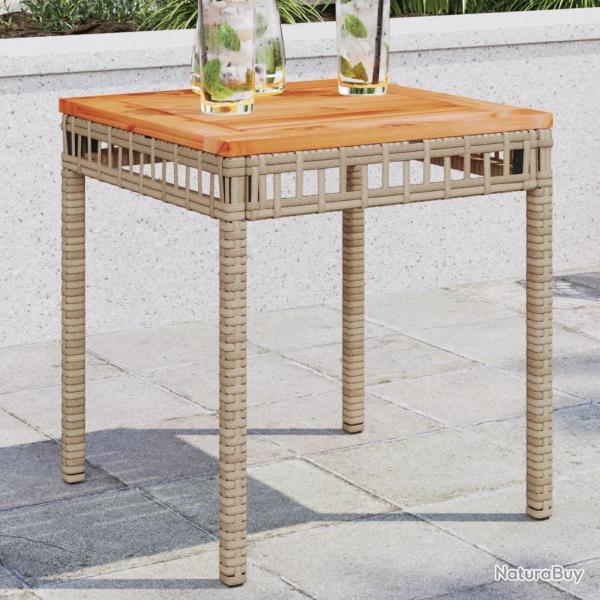 Table de jardin m�lange beige 38x38x42 cm rotin et bois acacia