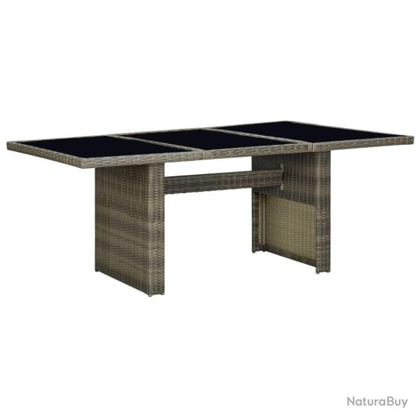 Table de jardin Marron R�sine tress�e et verre tremp�