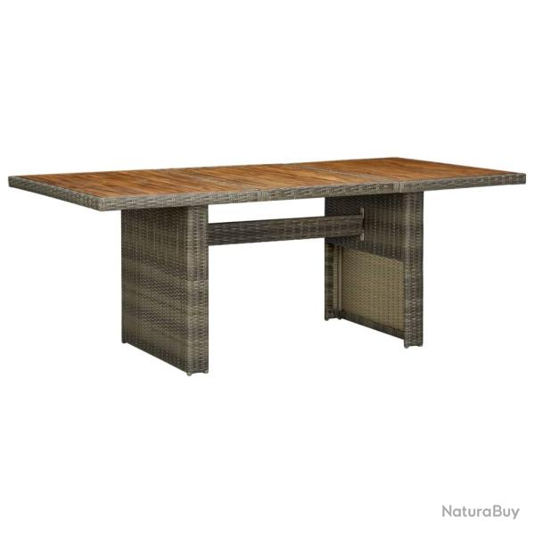Table de jardin Marron R�sine tress�e et bois d'acacia massif