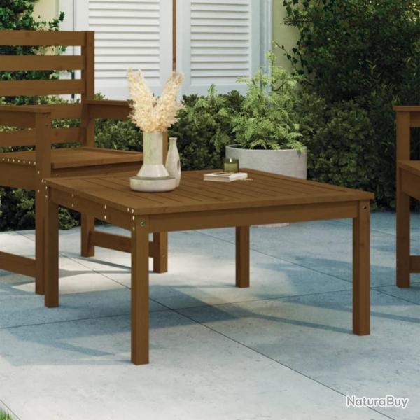 Table de jardin marron miel 82,5x82,5x45 cm bois massif de pin alsavelo