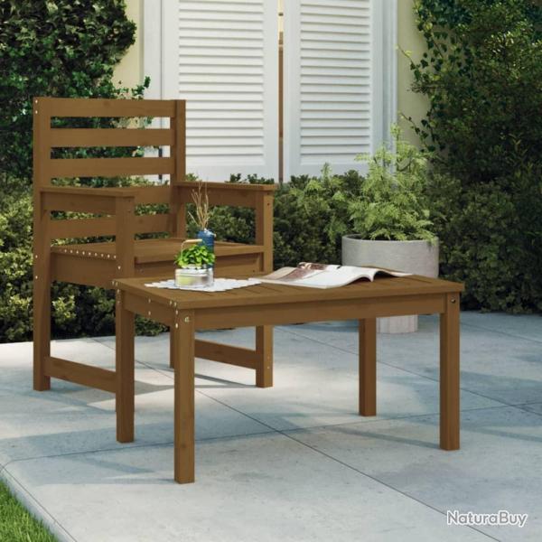 Table de jardin marron miel 82,5x50,5x45 cm bois massif de pin alsavelo