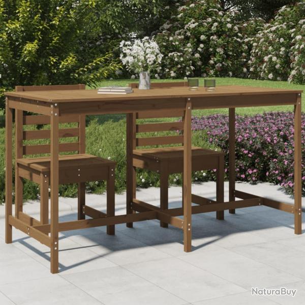 Table de jardin marron miel 203,5x90x110 cm bois massif de pin alsavelo