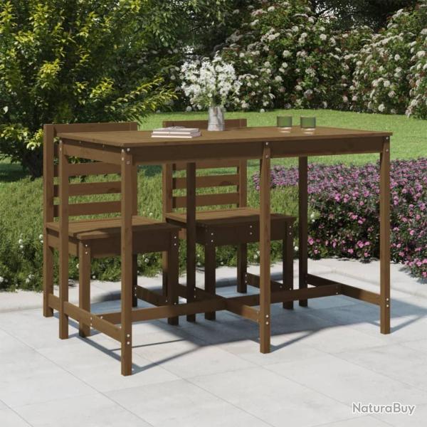Table de jardin marron miel 159,5x82,5x110cm bois massif de pin alsavelo