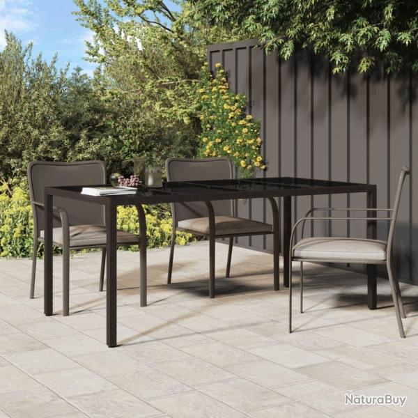 Table de jardin Marron 190x90x75 cm Verre tremp/rsine tresse alsavelo