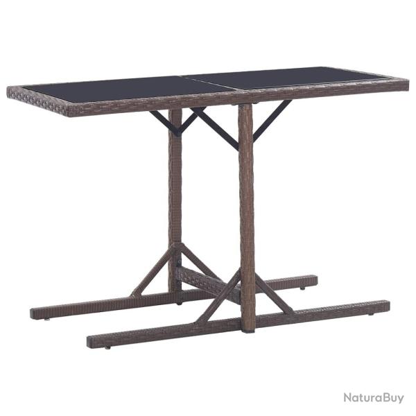 Table de jardin Marron 110x53x72 cm Verre et rsine tresse alsavelo