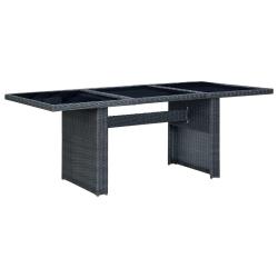 Table de jardin Gris fonc&eacute; R&eacute;sine tress&eacute;e et verre tremp&eacute;