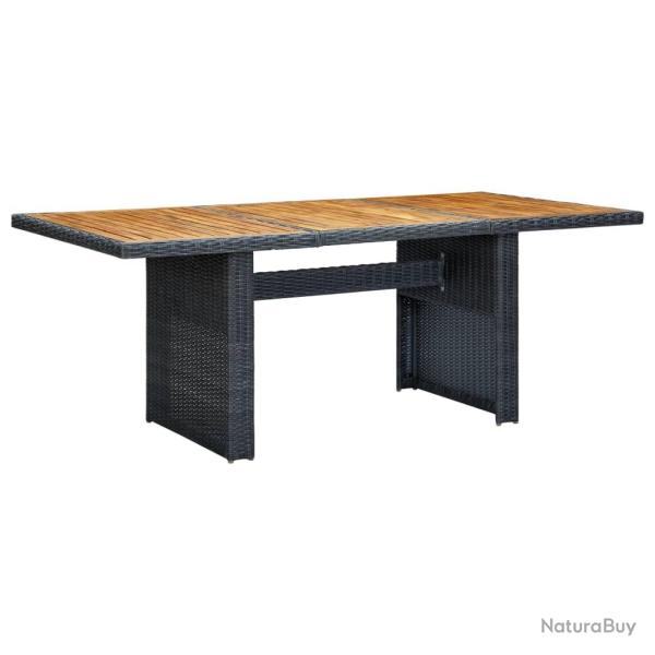 Table de jardin Gris fonc� R�sine tress�e et bois d'acacia
