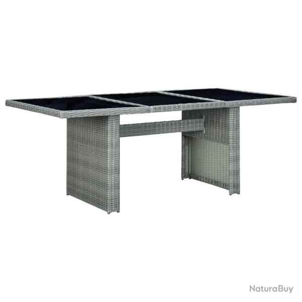 Table de jardin Gris clair R�sine tress�e et verre tremp�