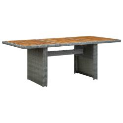Table de jardin Gris clair R&eacute;sine tress&eacute;e et bois d'acacia