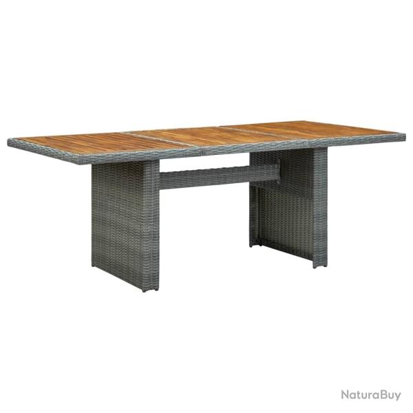 Table de jardin Gris clair R�sine tress�e et bois d'acacia
