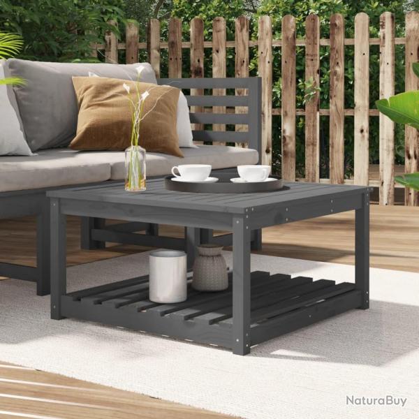 Table de jardin gris 82,5x82,5x45 cm bois massif de pin alsavelo