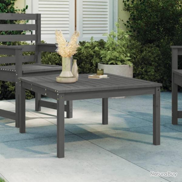 Table de jardin gris 82,5x82,5x45 cm bois massif de pin alsavelo