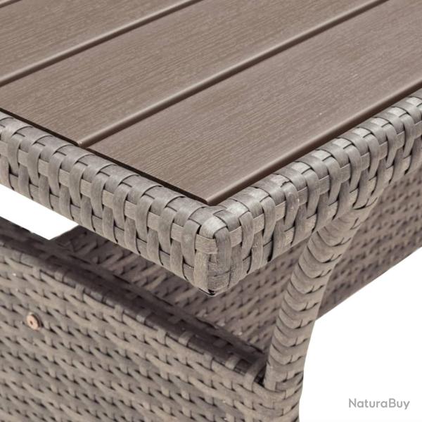 Table de jardin Gris 120x70x66 cm Rsine tresse alsavelo