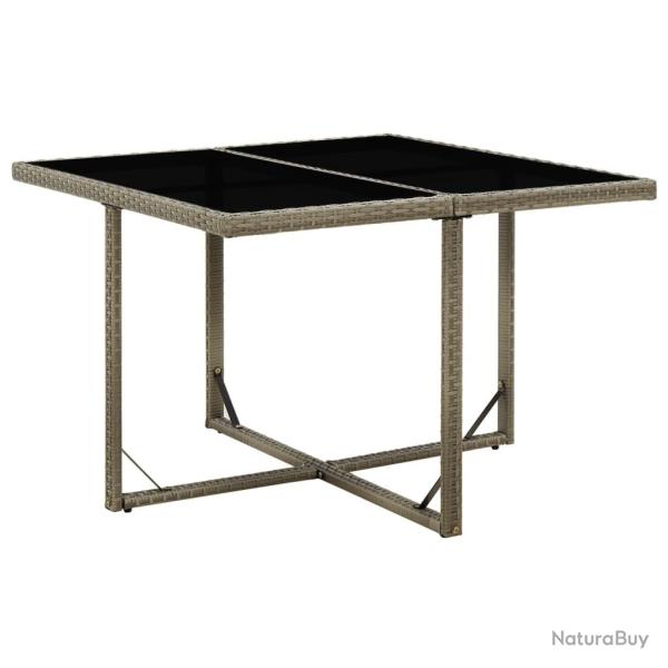 Table de jardin Gris 109x107x74 cm Rsine tresse et verre alsavelo