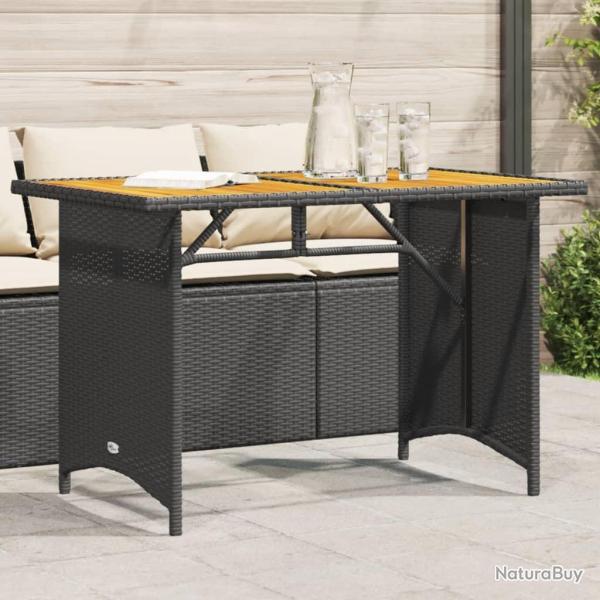 Table de jardin et dessus en bois noir 110x68x70 cm poly rotin alsavelo