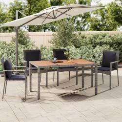Table de jardin et dessus en bois Gris R&eacute;sine tress&eacute;e et acacia